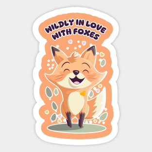 Wildly in Love with Foxes Fun and Cute Animal Print Design Sticker